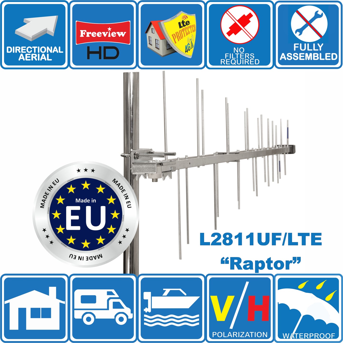 Unispectra® “Raptor” High Gain Digital Logperiodic TV Aerial