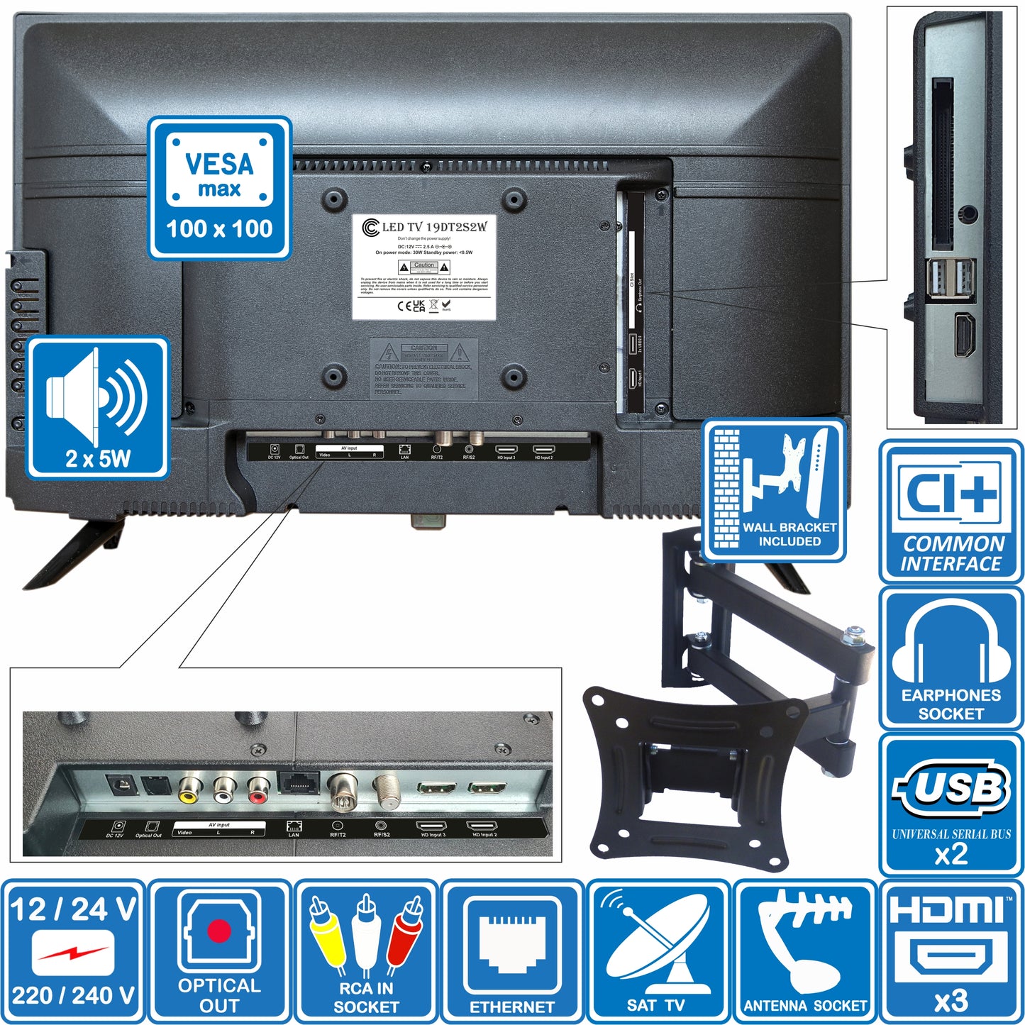 19" Unispectra® Smart TV (webOS) DLED with Wall Mount