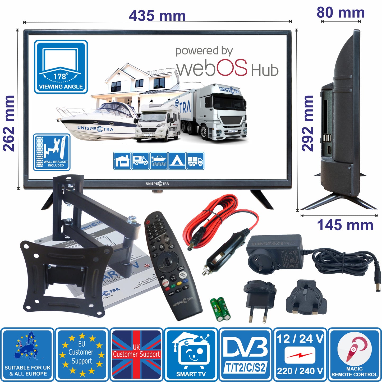 19" Unispectra® Smart TV (webOS) DLED with Wall Mount