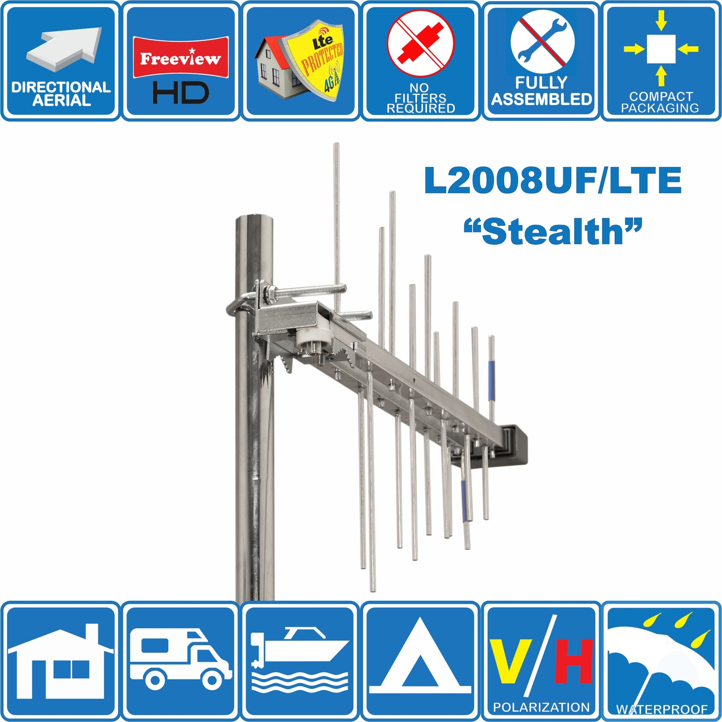 Unispectra® “Steath” Digital Mini Log-periodic TV Aerial