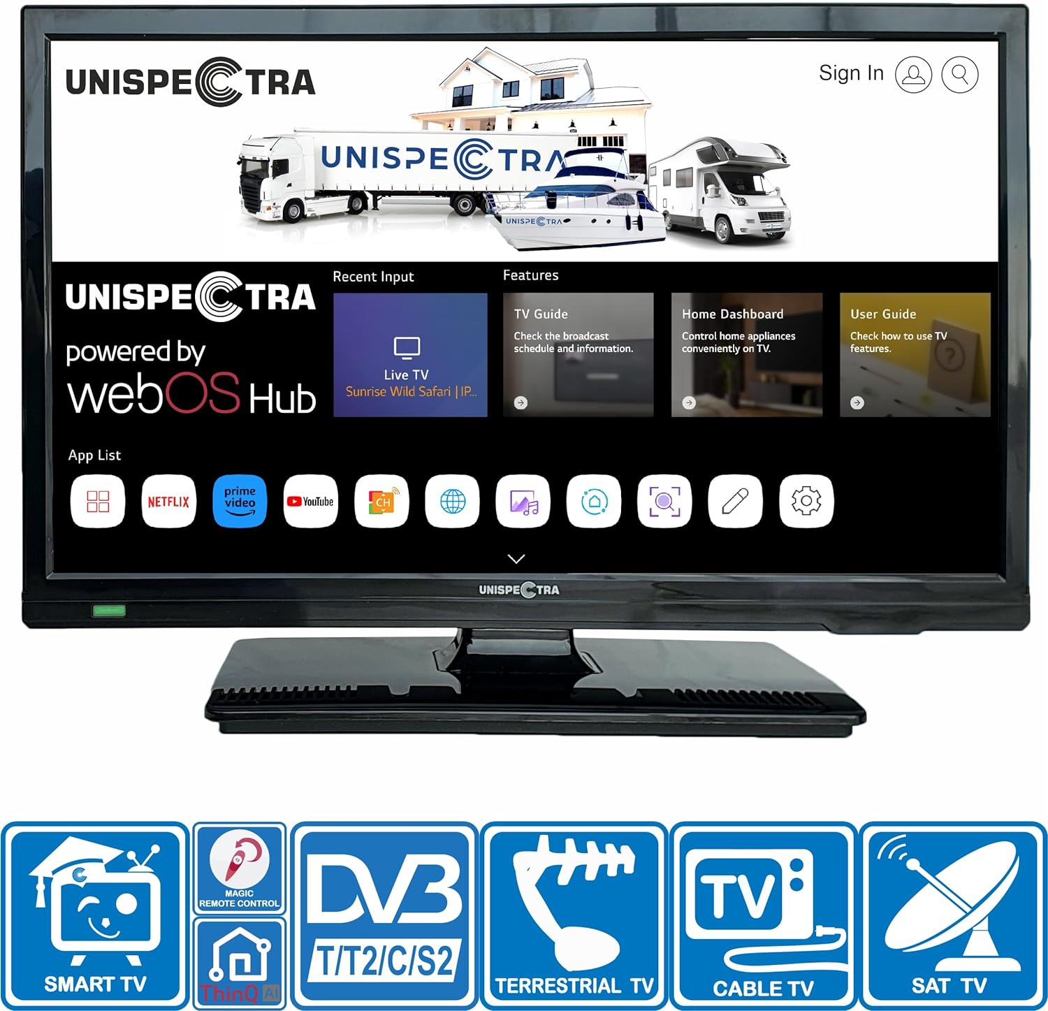 Unispectra ® 16" Smart TV (webOS) 12V Full HD LED 230v 24v - Foto 7