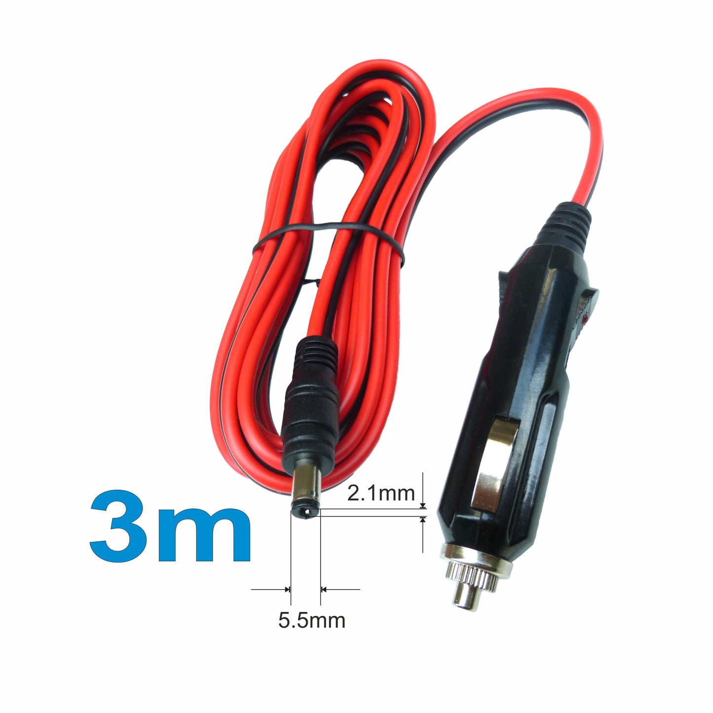 Unispectra® 3m 12V/24V DC Cigarette Lighter Plug Lead – 3A Fused